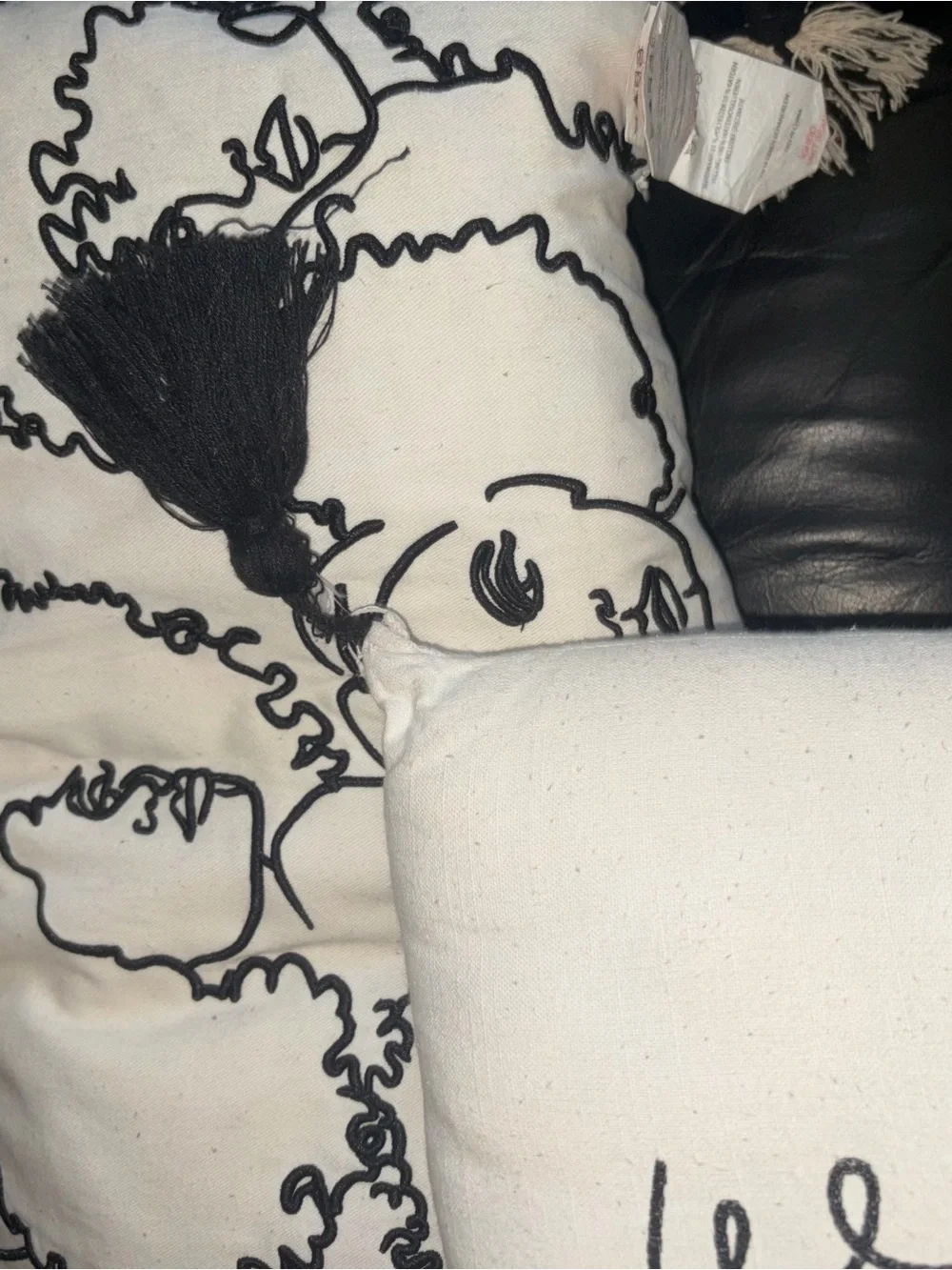 Decorative Black & White Face-Print Throw Pillow Set - Home Bedding